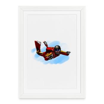 parachutiste - Affiche encadrée (27 × 37 cm) - blanc - Devant