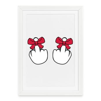 2 hands wanker middle finger show insulting fi - Framed poster (27 × 37 cm) - white - Front
