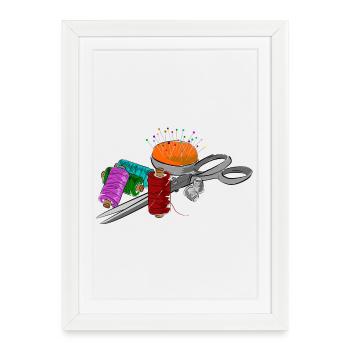 Motif tailleur avec ciseaux - Affiche encadrée (27 × 37 cm) - blanc - Devant