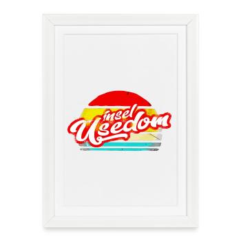 île usedom chemise rétro vintage autocollant autocollant - Affiche encadrée (27 × 37 cm) - blanc - Devant