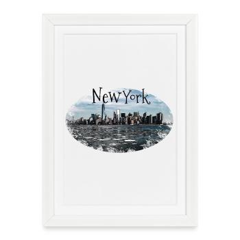 New York City Skyline Gift USA Idée cadeau - Affiche encadrée (27 × 37 cm) - blanc - Devant