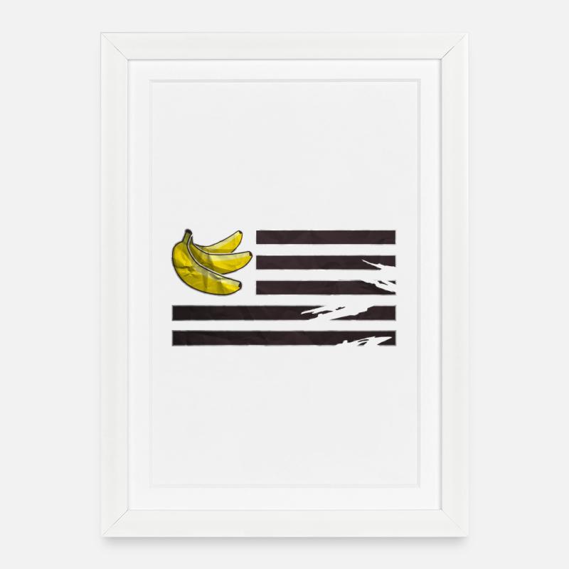 Republique 3 bananes - Affiche encadrée (27 × 37 cm) - blanc