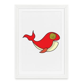Baleine au regard hypnotisant - Affiche encadrée (27 × 37 cm) - blanc - Devant