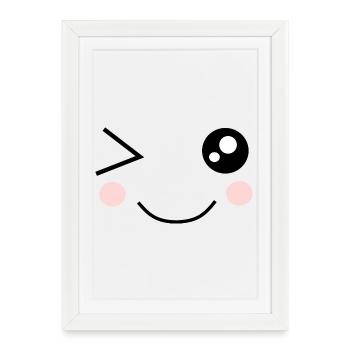 Joli visage kawaii - Affiche encadrée (27 × 37 cm) - blanc - Devant