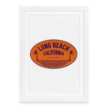 Vintage Long Beach Californie - Affiche encadrée (27 × 37 cm) - blanc - Devant
