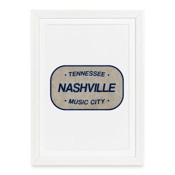 Enseigne de la Ville de la Musique du Tennessee Nashville - Affiche encadrée (27 × 37 cm) - blanc - Devant