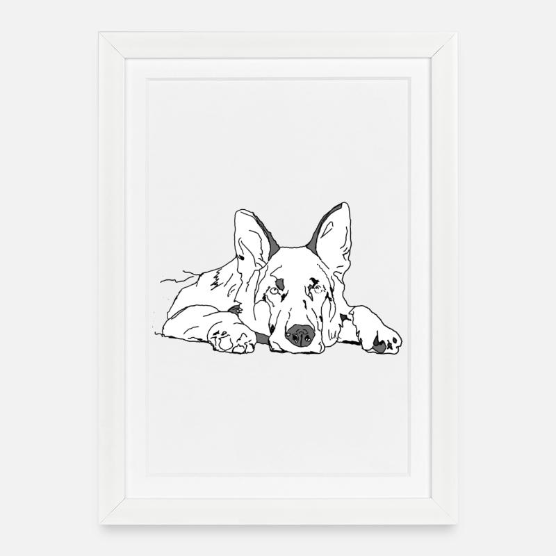 Schäferhund - Gerahmtes Poster (27 × 37 cm) - Weiß