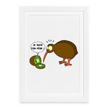 Kiwi contre kiwi (texte français) - Affiche encadrée (27 × 37 cm) - blanc - Devant