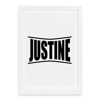 t-shirt Justine t-shirt idée cadeau - Affiche encadrée (27 × 37 cm) - blanc - Devant