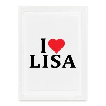 nom t-shirt J’aime Lisa t-shirt idée cadeau - Affiche encadrée (27 × 37 cm) - blanc - Devant