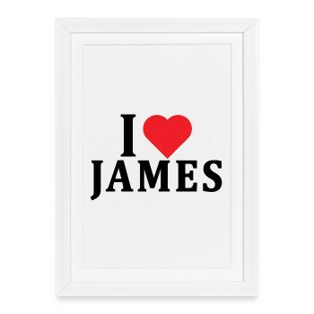 t-shirt J’aime James idée cadeau t-shirt - Affiche encadrée (27 × 37 cm) - blanc - Devant