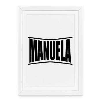 nom t-shirt Manuela t-shirt idée cadeau - Affiche encadrée (27 × 37 cm) - blanc - Devant