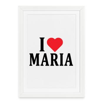 nom t-shirt J’aime Maria t-shirt idée cadeau - Affiche encadrée (27 × 37 cm) - blanc - Devant