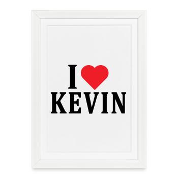 t-shirt name I love Kevin t-shirt gift idea - Framed poster (27 × 37 cm) - white - Front