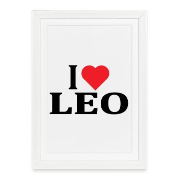 nom du t-shirt J’aime Leo idée cadeau t-shirt - Affiche encadrée (27 × 37 cm) - blanc - Devant