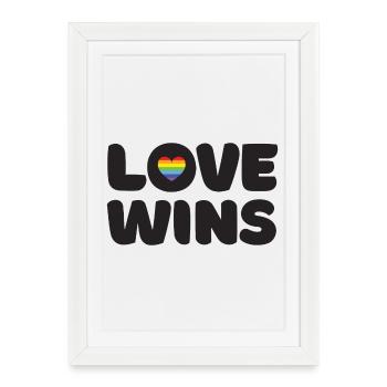 Mois de la fierté LGBTQ - L’amour gagne - Affiche encadrée (27 × 37 cm) - blanc - Devant