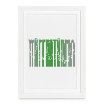 Wüpfestürma - Wipfelstürmer, Forêt, Nature - Affiche encadrée (27 × 37 cm) - blanc - Devant
