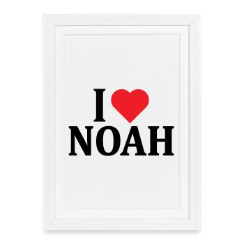 t-shirt j’aime Noah t-shirt idée cadeau - Affiche encadrée (27 × 37 cm) - blanc - Devant