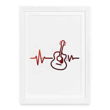 Heartbeat Minimalist Design T-Shirt. - Framed poster (27 × 37 cm) - white - Front