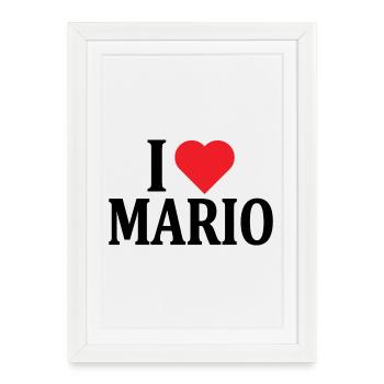 I love Mario t-shirt t-shirt gift idea - Framed poster (27 × 37 cm) - white - Front