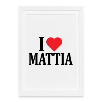t-shirt J’aime Mattia t-shirt idée cadeau - Affiche encadrée (27 × 37 cm) - blanc - Devant