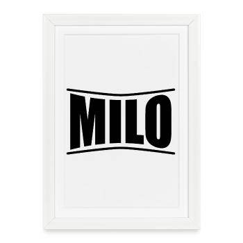 Tee shirt Milo idée cadeau t-shirt - Affiche encadrée (27 × 37 cm) - blanc - Devant