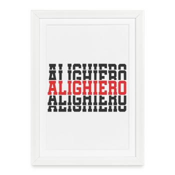 Alighiero t-shirt stacked text gift t-shirt - Framed poster (27 × 37 cm) - white - Front