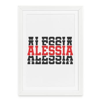 t-shirt Alessia t-shirt idée cadeau texte empilé - Affiche encadrée (27 × 37 cm) - blanc - Devant