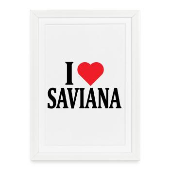 t-shirt j’aime Saviana t-shirt idée cadeau - Affiche encadrée (27 × 37 cm) - blanc - Devant