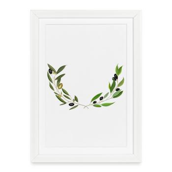 Olive branches Marseille handmade - Framed poster (27 × 37 cm) - white - Front
