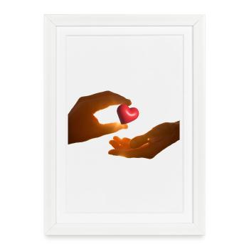 Cœur offert: partage et soin - Affiche encadrée (27 × 37 cm) - blanc - Devant