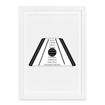 Dulcimer black n white - Framed poster (27 × 37 cm) - white - Front