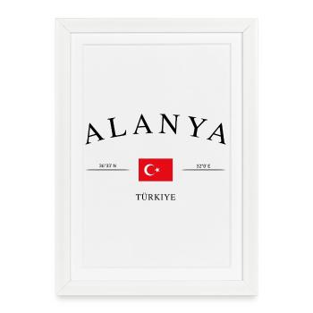 Alanya, Turquie – Souvenir et cadeau des Fêtes - Affiche encadrée (27 × 37 cm) - blanc - Devant