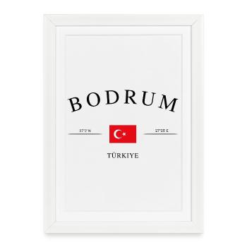 Bodrum Türkiye – Souvenir et cadeau de vacances - Affiche encadrée (27 × 37 cm) - blanc - Devant
