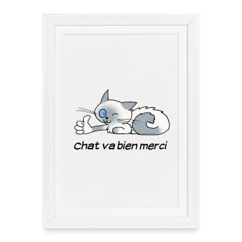 Chat va bien - Affiche encadrée (27 × 37 cm) - blanc - Devant