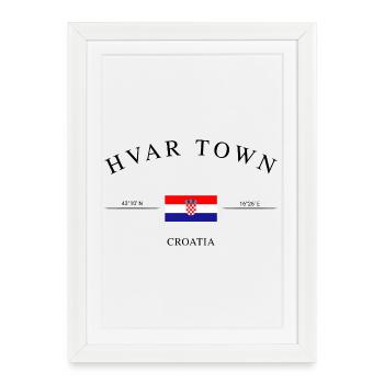 Hvar Town Croatia – Holiday Souvenir & Gift - Framed poster (27 × 37 cm) - white - Front