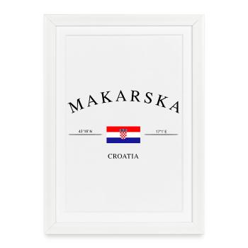 Makarska, Croatie – Souvenir et cadeau des Fêtes - Affiche encadrée (27 × 37 cm) - blanc - Devant