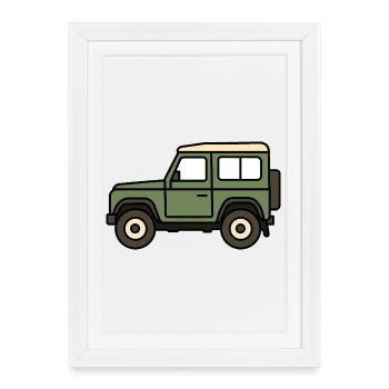 Voiture tout-terrain - Affiche encadrée (27 × 37 cm) - blanc - Devant