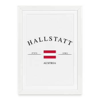 Hallstatt, Autriche – Souvenir et cadeau de vacances - Affiche encadrée (27 × 37 cm) - blanc - Devant