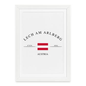 Lech am Arlberg Autriche souvenir de vacances - Affiche encadrée (27 × 37 cm) - blanc - Devant