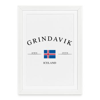 Grindavík Island – Holiday Souvenir & Gift - Framed poster (27 × 37 cm) - white - Front