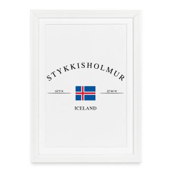 Île de Stykkishólmur – Souvenir et cadeau des Fêtes - Affiche encadrée (27 × 37 cm) - blanc - Devant