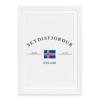 Seyðisfjörður Iceland – Holiday Souvenir &amp; Gift - Framed poster (27 × 37 cm) - white - Front