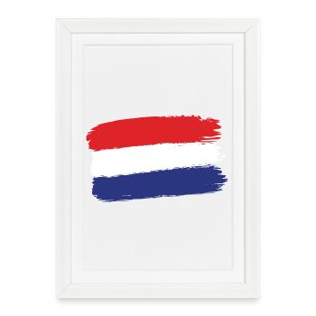 Drapeau néerlandais Coup de pinceau - Affiche encadrée (27 × 37 cm) - blanc - Devant