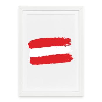 Austria Flag Brushstroke Austria - Framed poster (27 × 37 cm) - white - Front