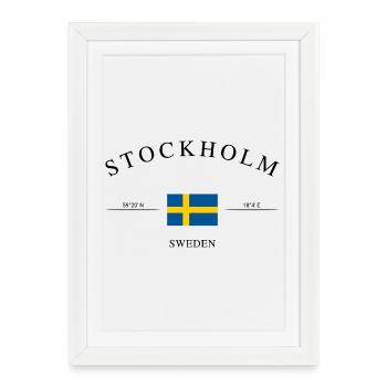Stockholm, Suède – Souvenir et cadeau des Fêtes - Affiche encadrée (27 × 37 cm) - blanc - Devant