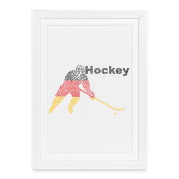 Drapeau Couleurs Hockey sur glace Silhouette - Affiche encadrée (27 × 37 cm) - blanc - Devant