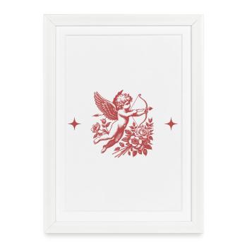 Cupidon Floral Arc - Affiche encadrée (27 × 37 cm) - blanc - Devant