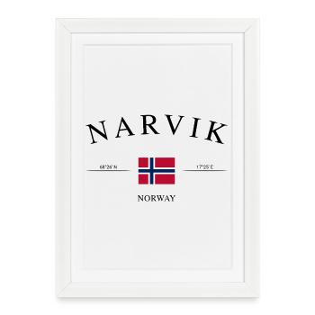 Narvik, Norvège – Souvenir et cadeau de Noël - Affiche encadrée (27 × 37 cm) - blanc - Devant