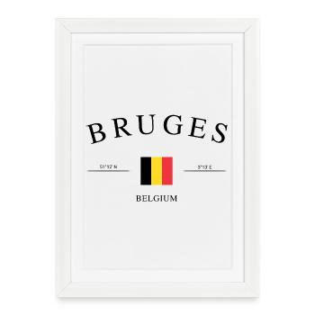 Bruges, Belgique – Souvenir et cadeau de vacances - Affiche encadrée (27 × 37 cm) - blanc - Devant